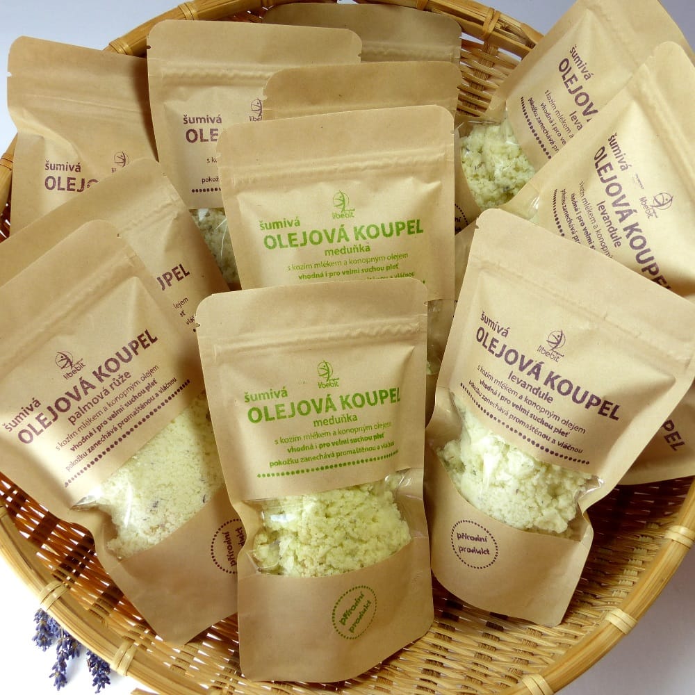 libebit Olejová koupel s kozím mlékem a konopným olejem Meduňka