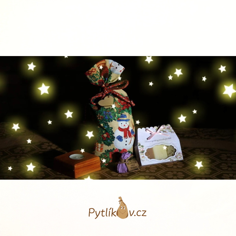 Vánoční perníčky a sněžítko plátěný pytlík 33 x 48 cm