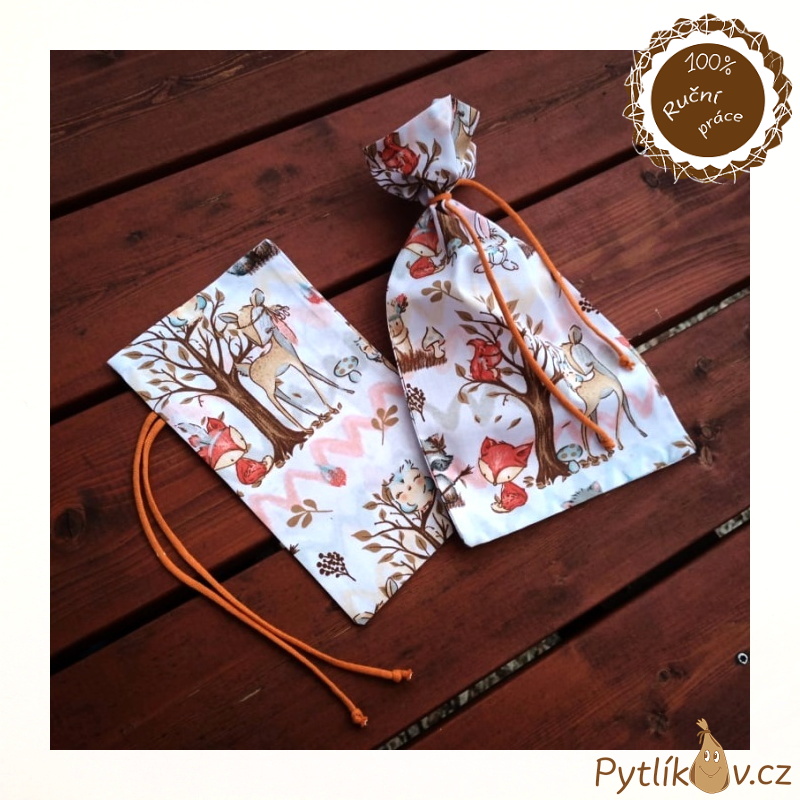 Podzimní les plátěný pytlík 10 x 17 cm