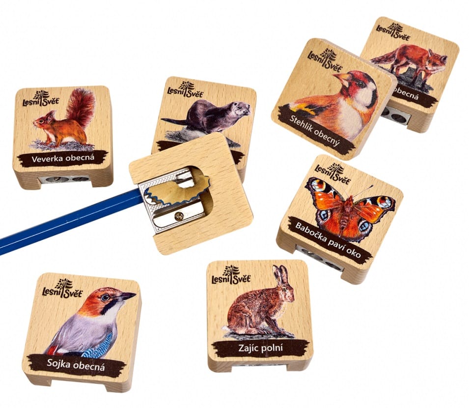 Lesní svět Dřevěné dvojité ořezávátko Veverka
