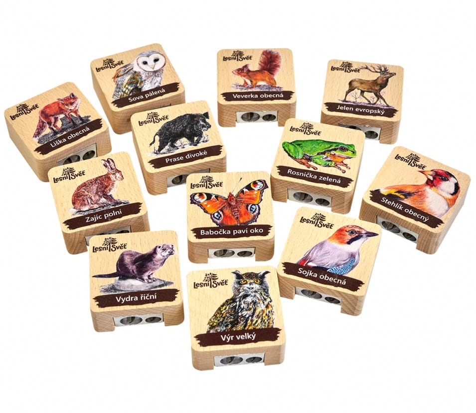 Lesní svět Dřevěné dvojité ořezávátko Veverka