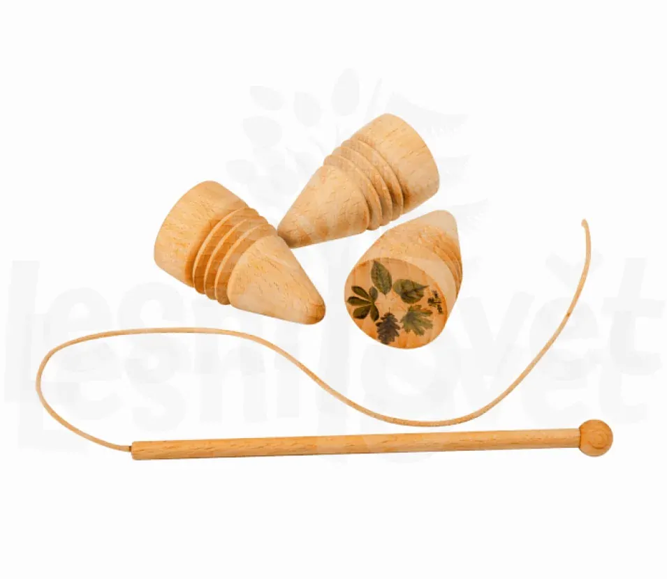 Lesní svět Dřevěná káča s bičíkem Sýkorka