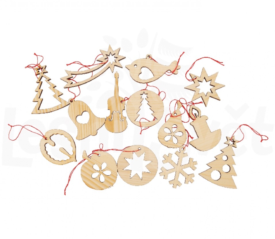 Lesní svět Dřevěná ozdoba na stromeček Housle