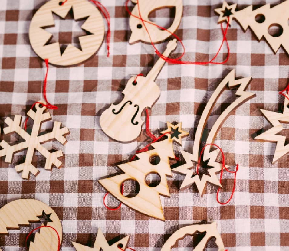 Lesní svět Dřevěná ozdoba na stromeček Housle