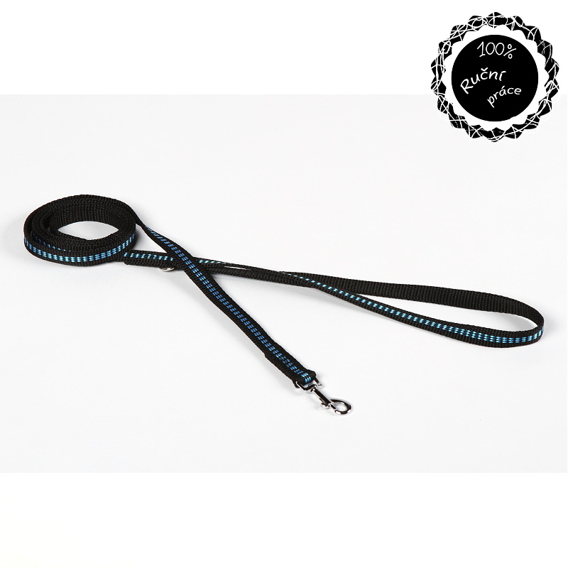Vodítko pro psy modré proužky - 170cm/15mm nylon Smarti fashion