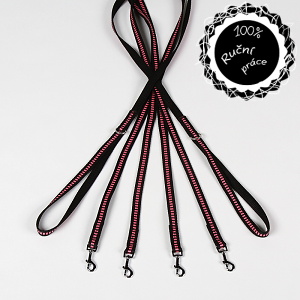 Vodítko pro psy růžové proužky - 170cm/15mm nylon Smarti fashion
