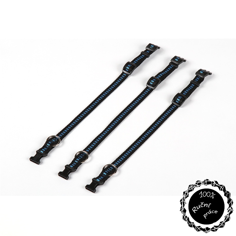 Obojek pro psy modré proužky XS - 16cm-21cm/15mm nylon Smarti fashion
