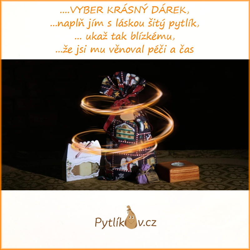 Vánoční ptáčci režný plátěný pytlík 20 x 37 cm