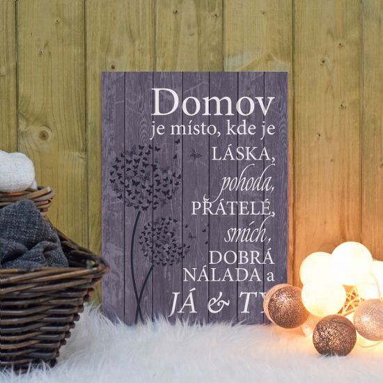 Housedecor Cedulka Domov je místo...tmavá 42x30cm