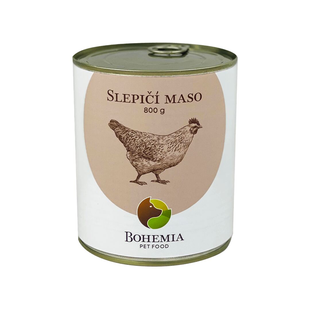 Konzerva pro psy Slepičí maso ve vlastní šťávě BOHEMIA 800 g