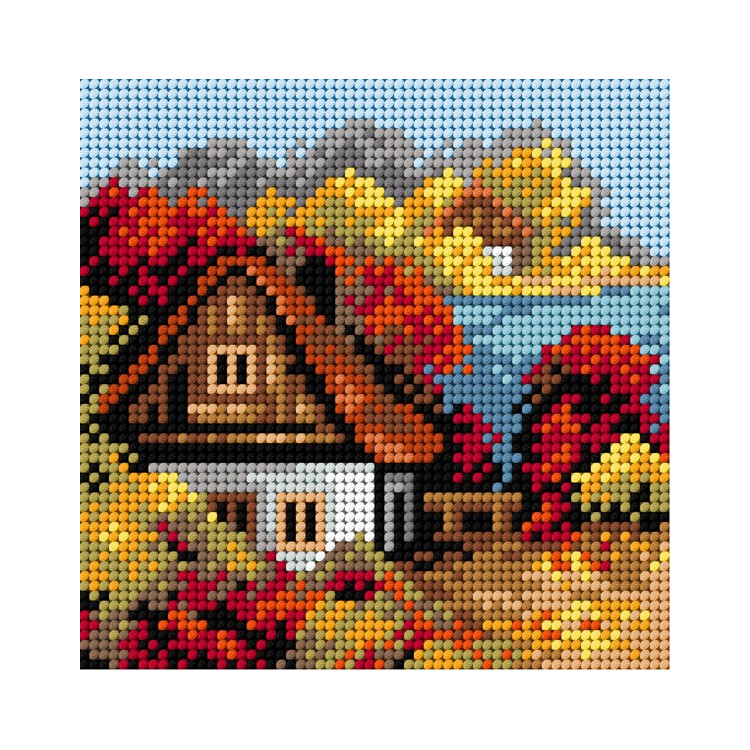 Předloha vyšívací Dům na podzim 1 15x15cm
