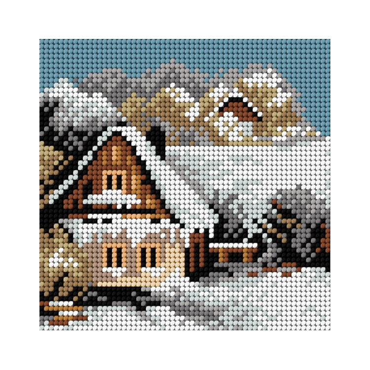 Předloha vyšívací Dům v zimě 1 15x15cm