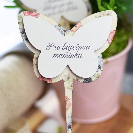 Housedecor Zápich do květináče motýl - Pro báječnou maminku