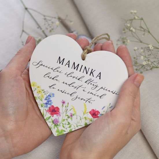 Housedecor Dřevěné Srdce Louka - Maminka