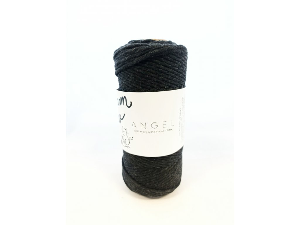 YarnMellow Macramé šňůry Angel 5mm Antracit