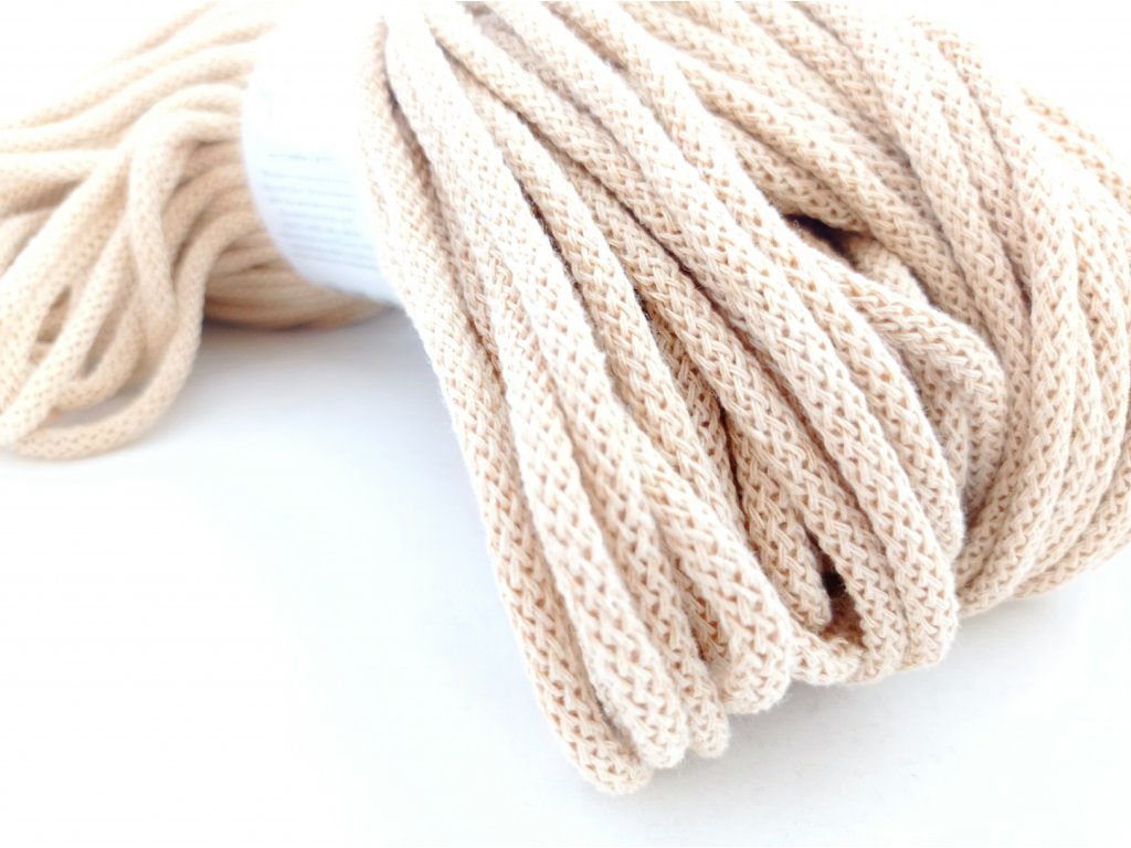 YarnMellow Bavlněná šňůra Berry 5mm Cappuccino