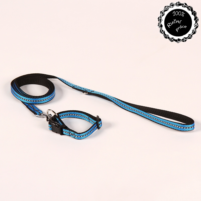 Obojek bezpečnostní a vodítko pro psy reflexní 23cm-33cm/15mm Smarti fashion