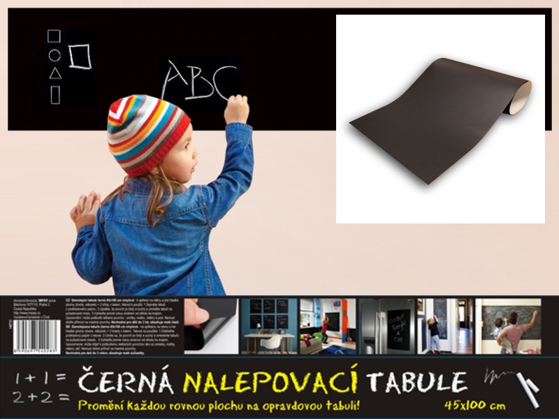 Samolepící tabule 45x100cm černá s křídou 140731
