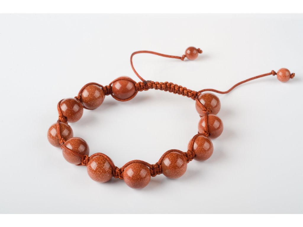 Náramek Aventurín zlatý shambala 10mm
