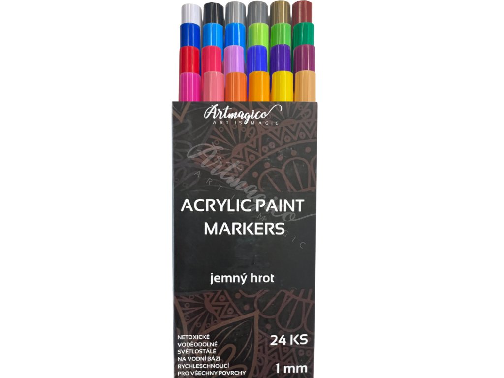 Artmagico akrylový popisovač s jemným hrotem (1 mm) 24 ks