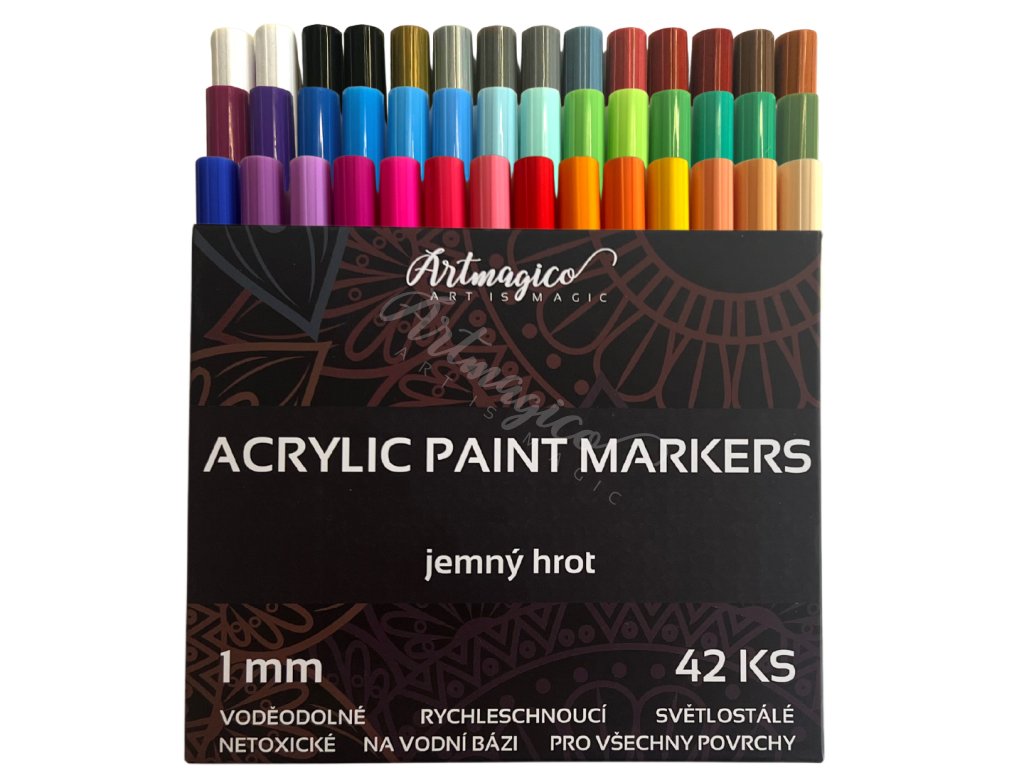 Artmagico akrylový popisovač s jemným hrotem (1 mm) 42 ks