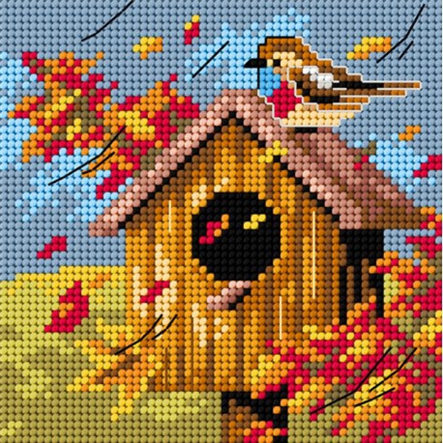 Předloha vyšívací Budka podzim 15x15cm