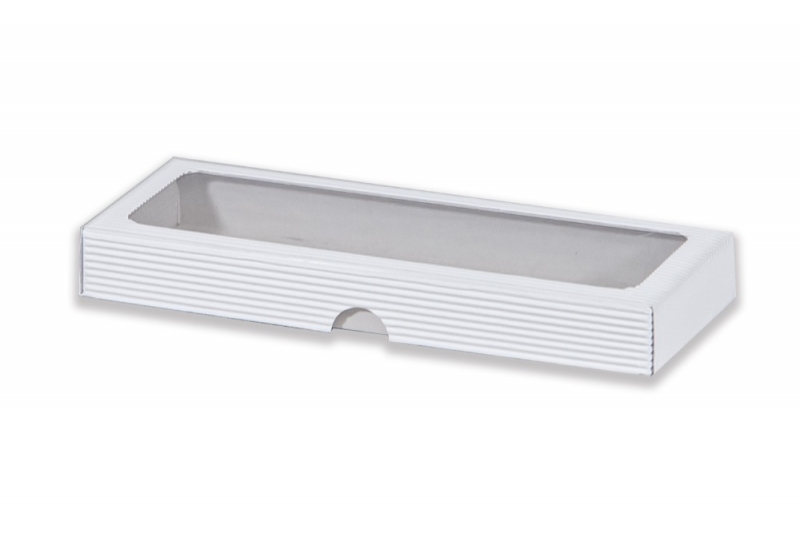 Dárková krabička s průhledem obdélník - bílá 285x105x30 mm