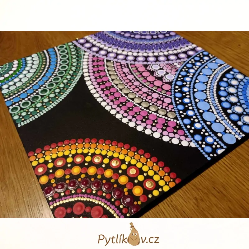 Obrázek tečkovaná mandala 20x20 cm