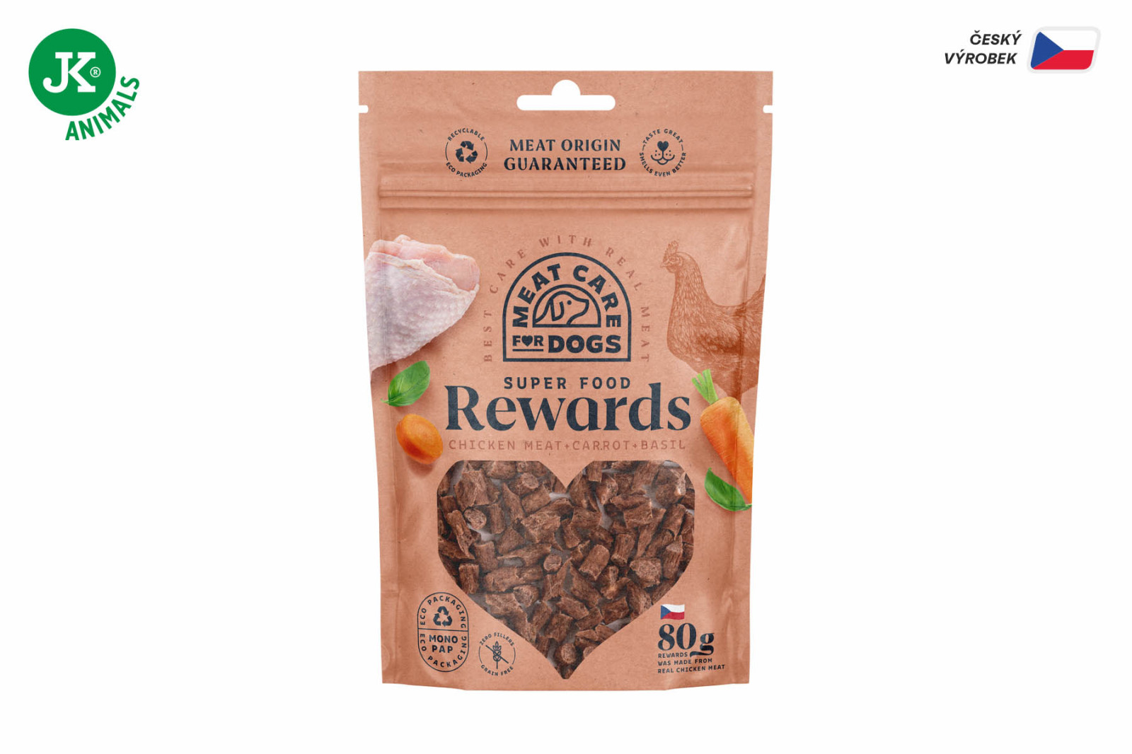 Rewards Dog 80g - kuřecí pamlsek s mrkví a bazalkou