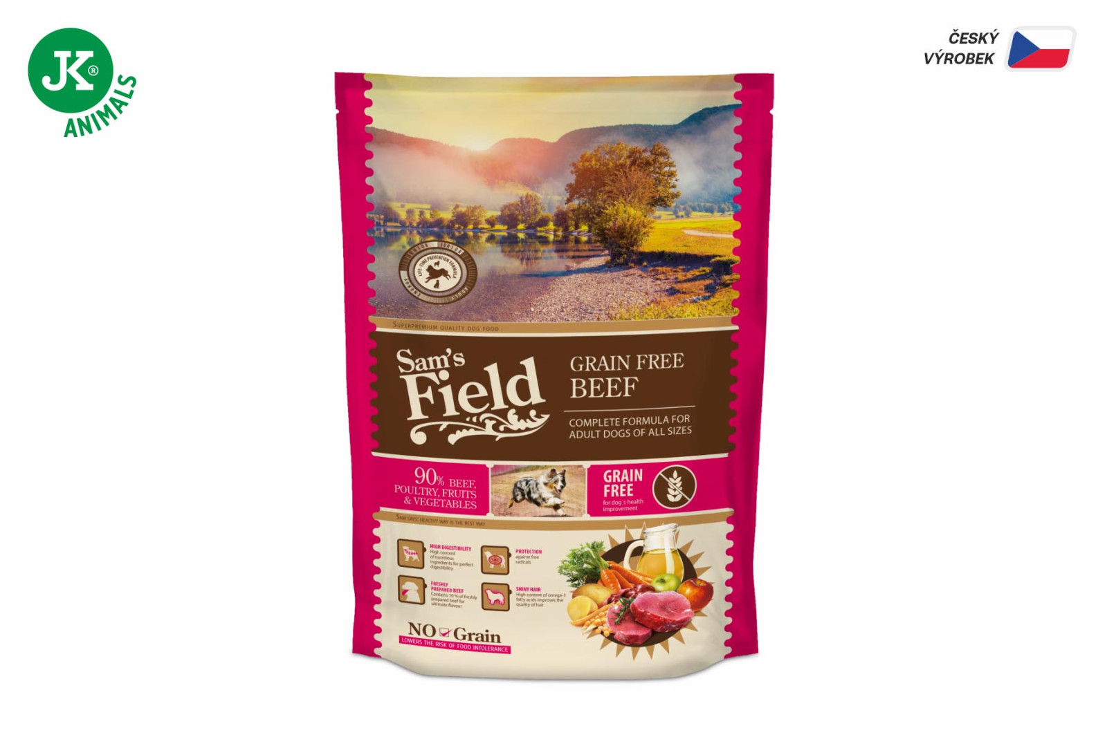 Sam's Field Grain Free Beef (Angus), superprémiové granule pro dospělé psy všech velikostí a plemen (Sams Field bez obilovin)