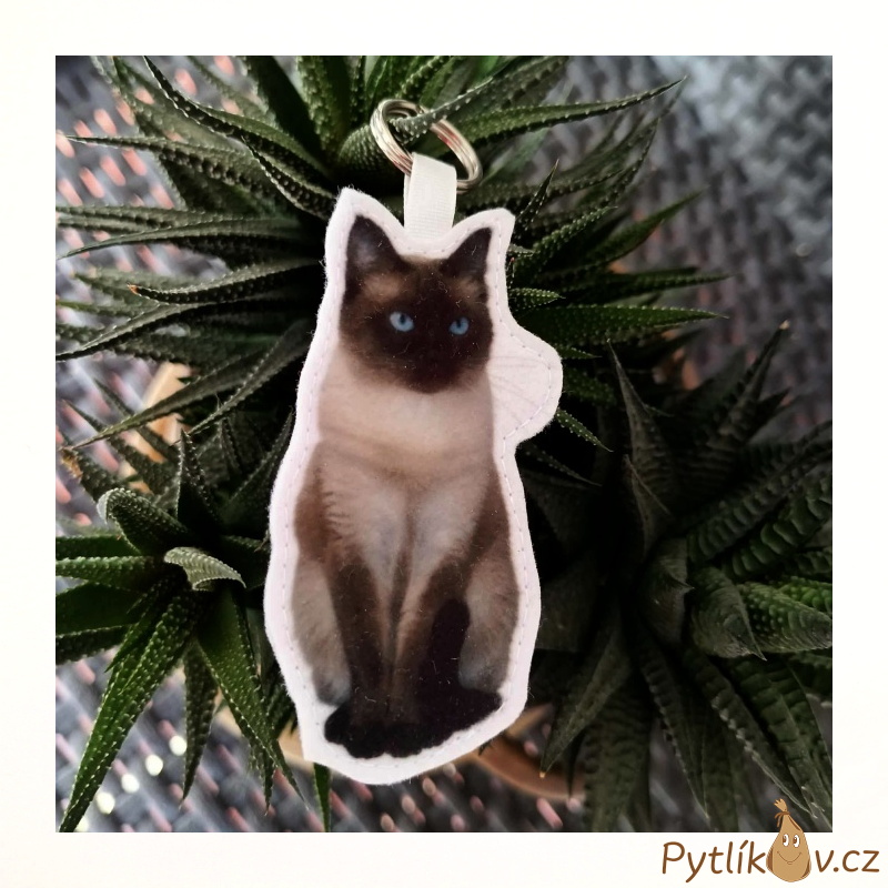 Přívěsek šitý z filcu - Kočka