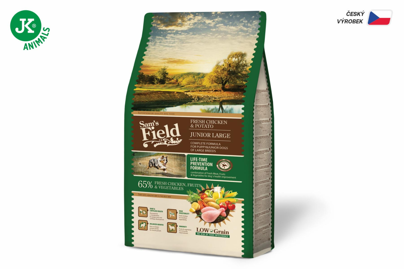 Sam's Field Low Grain Junior Large Chicken & Potato (superprémiové krmivo pro štěňata a mladé psy velkých a obřích plemen)