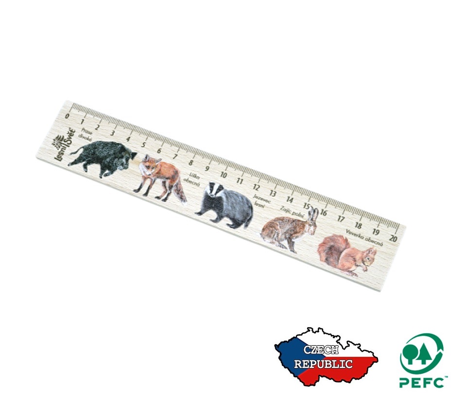 Lesní svět Dřevěné pravítko 20 cm Prase