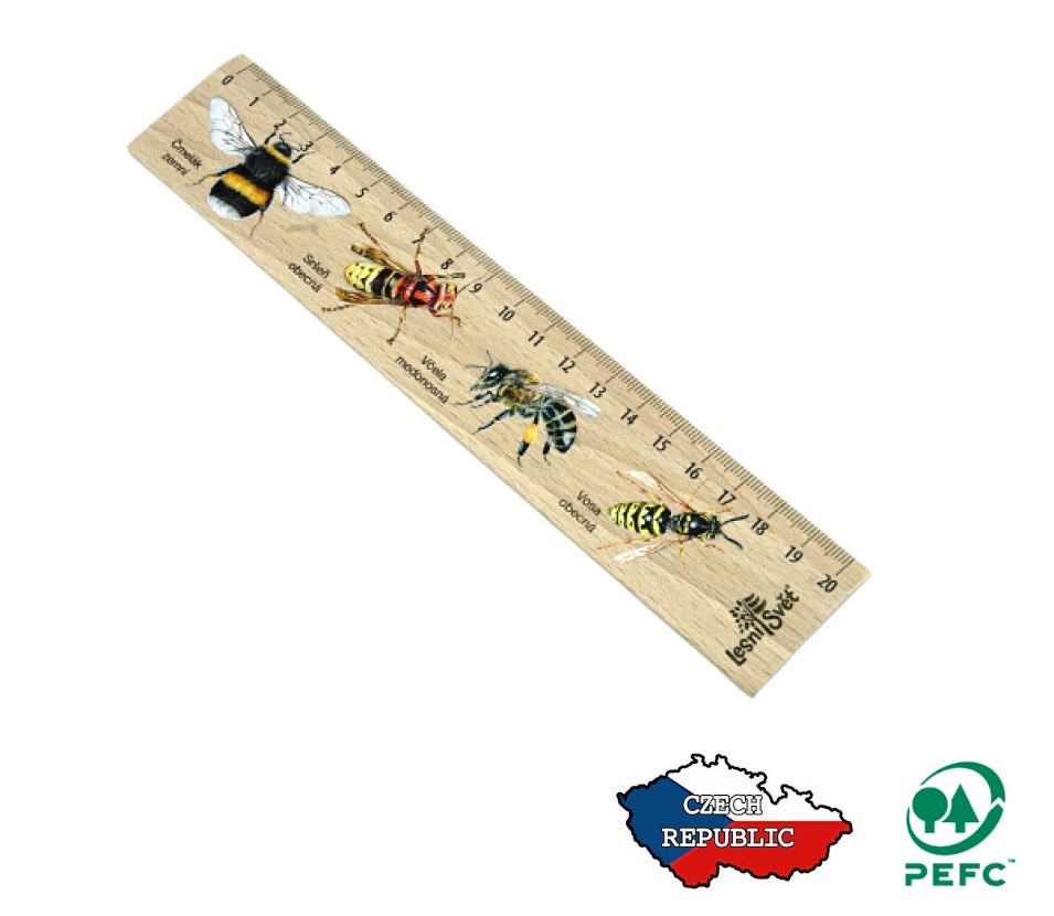 Lesní svět Dřevěné pravítko 20 cm Čmelák