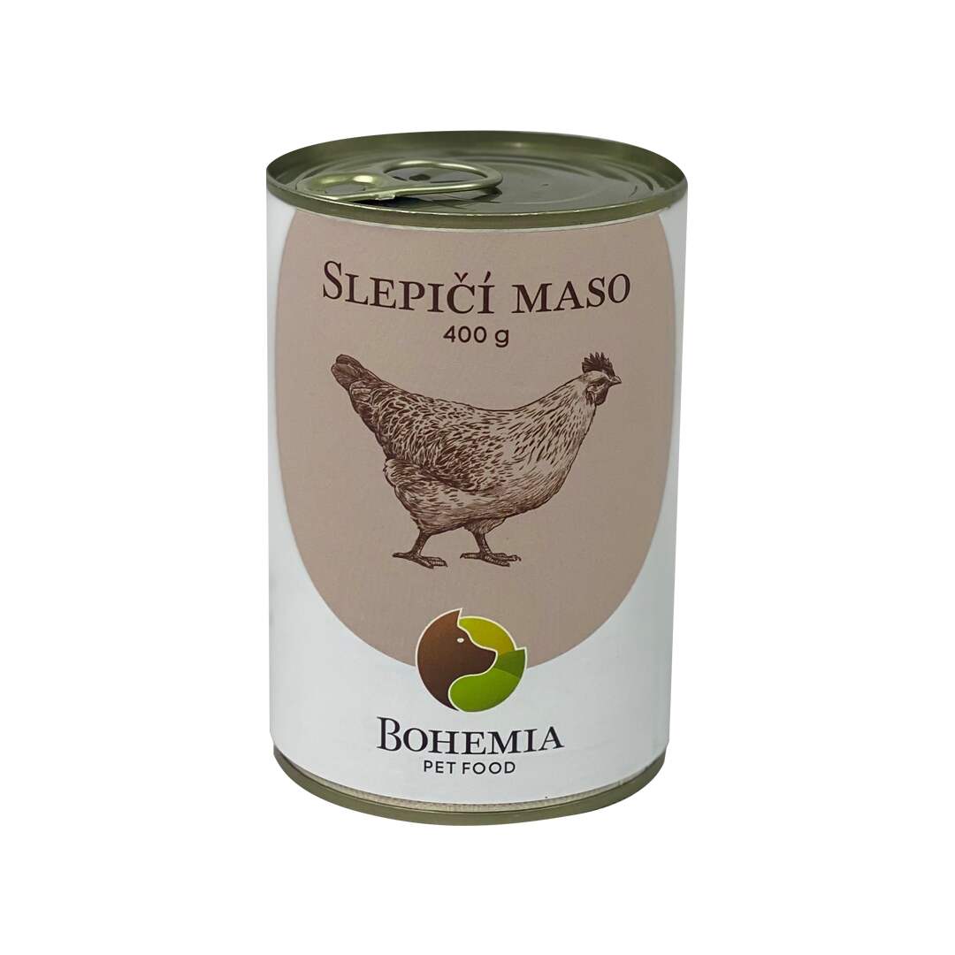 Konzerva pro psy Slepičí maso ve vlastní šťávě BOHEMIA 400 g