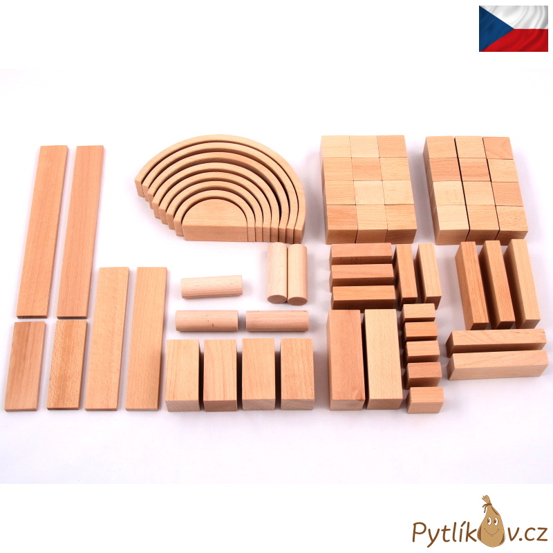 Dřevěná sada stavebních kostek L, provedení přírodní buk.