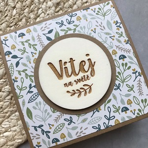 Přání Vítej na světě malé s bílým podkladem Lesní motivy