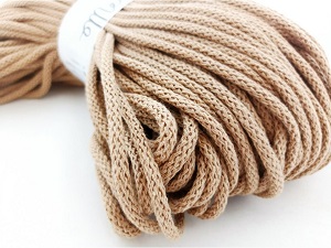 YarnMellow Bavlněná šňůra Berry 3mm Světle hnědá