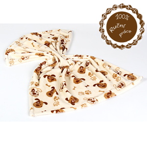 Teplá oboustranná deka pejsci - hnědá Smarti fashion