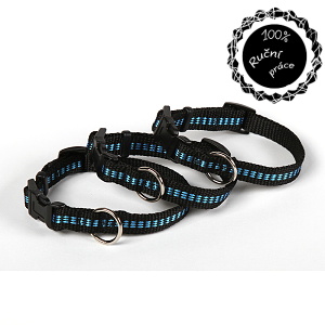 Obojek pro psy modré proužky S - 21cm-29cm/15mm nylon Smarti fashion