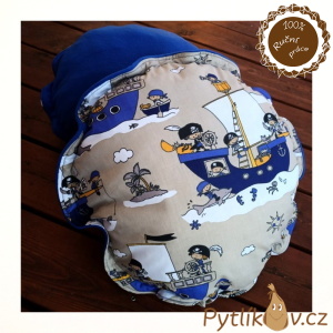 Polštářek kulatý piráti modrá 50cm