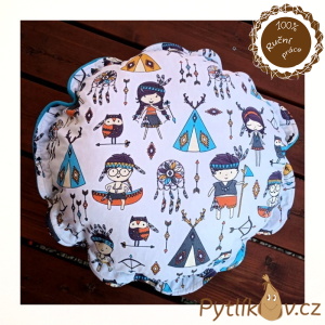 Polštářek kulatý indiáni tyrkysová 50cm