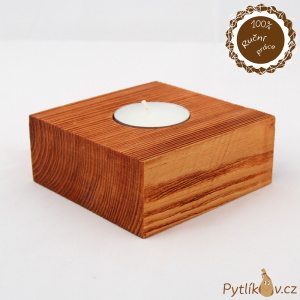 Svícen dřevěný lazura - rustikální, hranatý