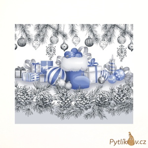 Utěrka z vafloviny modrá botička vánoční