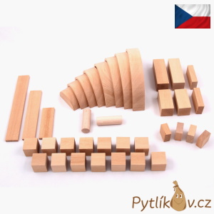 Dřevěná sada stavebních kostek S, provedení přírodní buk.