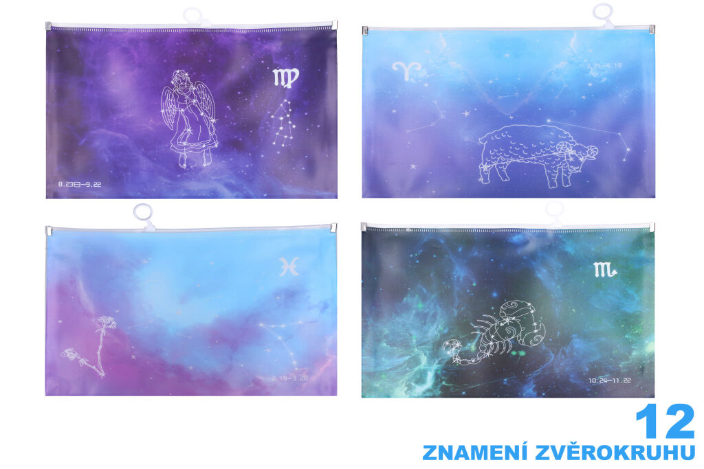 Složka se zipem A4 - Zodiac znamení zvěrokruhu - LEV