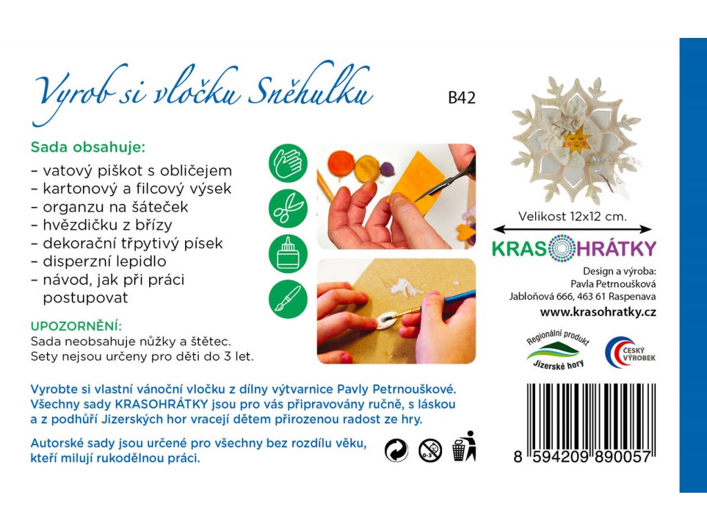 Krasohrátky Kreativní sada Vánoční vločka Sněhulka