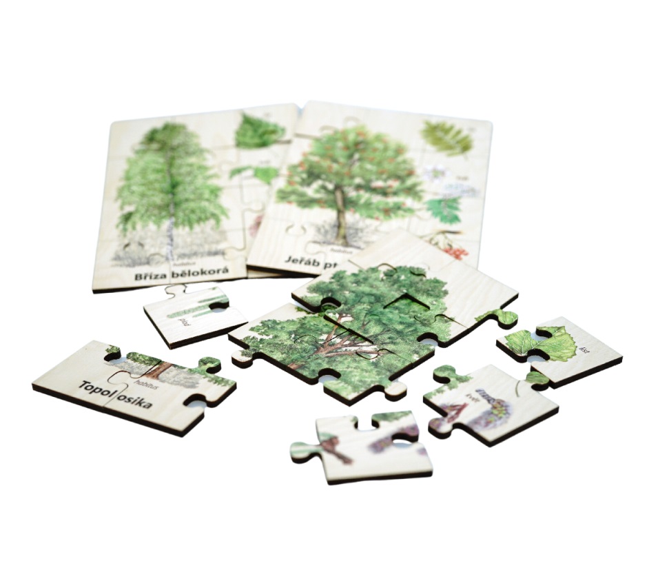 Lesní svět Sada Puzzle Poznáváme dřeviny