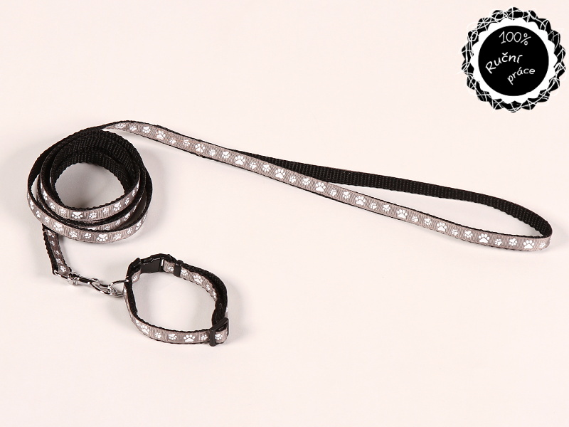 Obojek a vodítko pro psy černá MIX S - 21cm-29cm/10mm nylon Smarti fashion