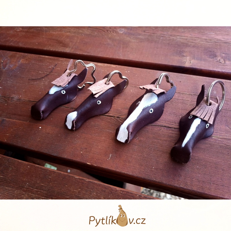 Originální klíčenka Heitmar Leather - koník hnědý lysinka velká